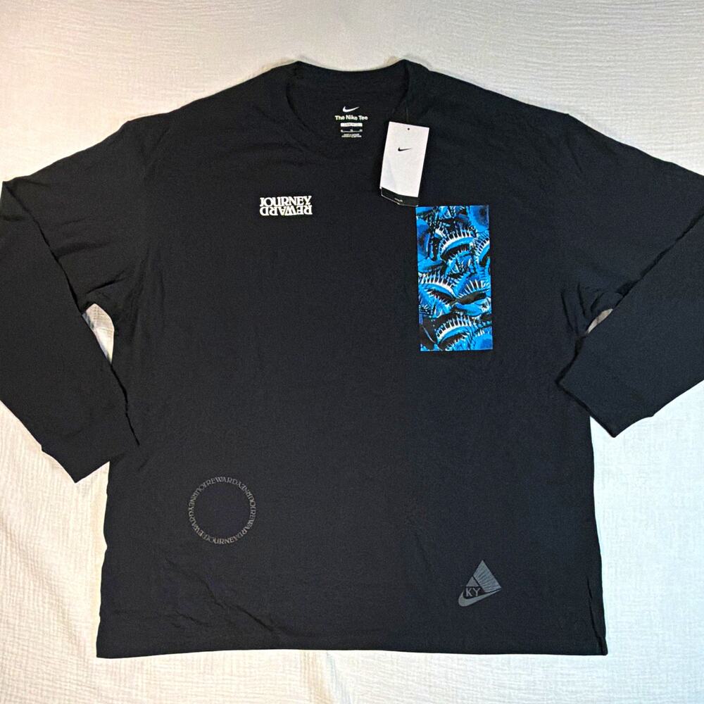 Nike The Nike Tee Men's XL Black Long Sleeve Loose Fit Graphic Logo T-Shirt